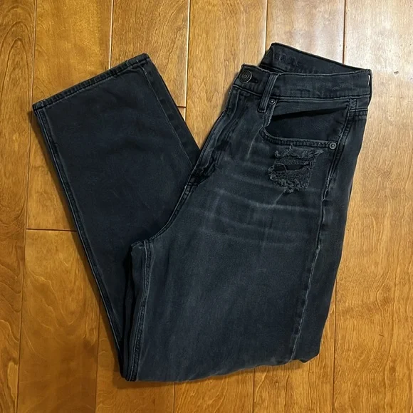 American Eagle Highest Rise 90’s Boyfriend Black Jeans Size 12 Baggy Distressed - Picture 15 of 15